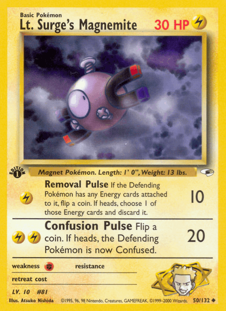 Lt. Surge's Magnemite #50 from Gym Heroes - Uncommon - Illustrated by Atsuko Nishida