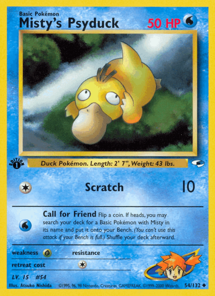 Misty's Psyduck #54 from Gym Heroes - Uncommon - Illustrated by Atsuko Nishida