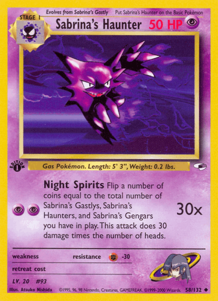 Sabrina's Haunter #58 from Gym Heroes - Uncommon - Illustrated by Atsuko Nishida