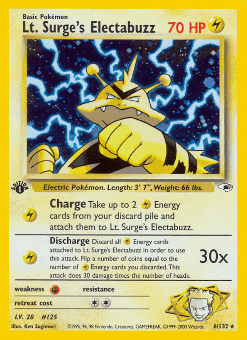 Lt. Surge's Electabuzz Pokémon TCG card art