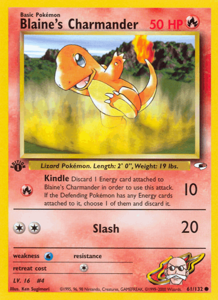 Blaine's Charmander #61 from Gym Heroes - Common - Illustrated by Ken Sugimori