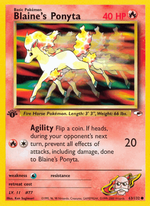 Blaine's Ponyta #63 from Gym Heroes - Common - Illustrated by Ken Sugimori