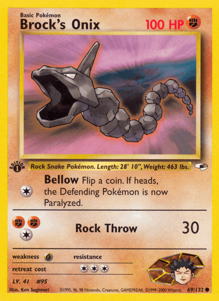 Brock's Onix #69 from Gym Heroes - Common - Illustrated by Ken Sugimori