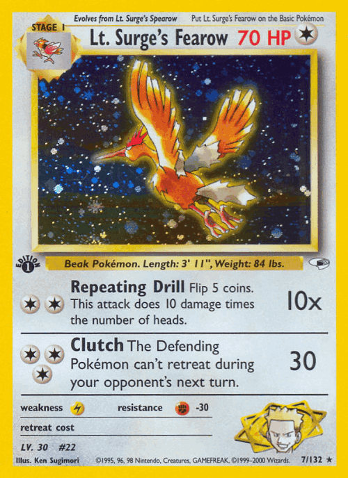 Lt. Surge's Fearow Pokémon TCG card art