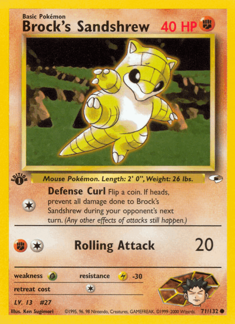 Brock's Sandshrew #71 from Gym Heroes - Common - Illustrated by Ken Sugimori