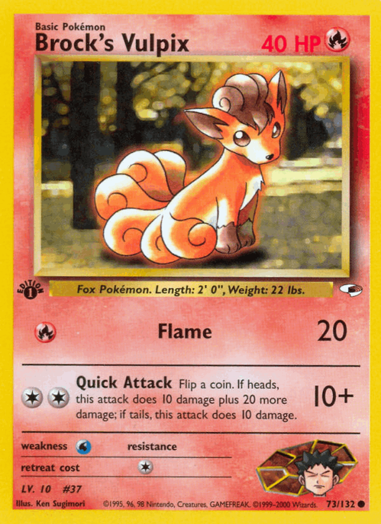 Brock's Vulpix #73 from Gym Heroes - Common - Illustrated by Ken Sugimori