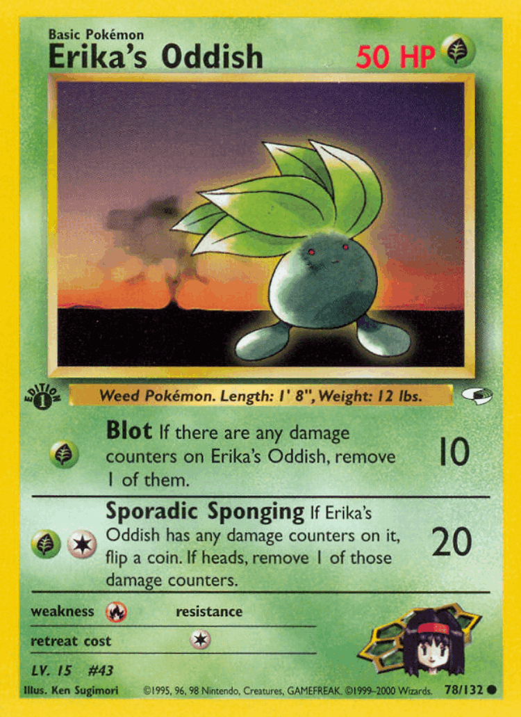 Erika's Oddish #78 from Gym Heroes - Common - Illustrated by Ken Sugimori