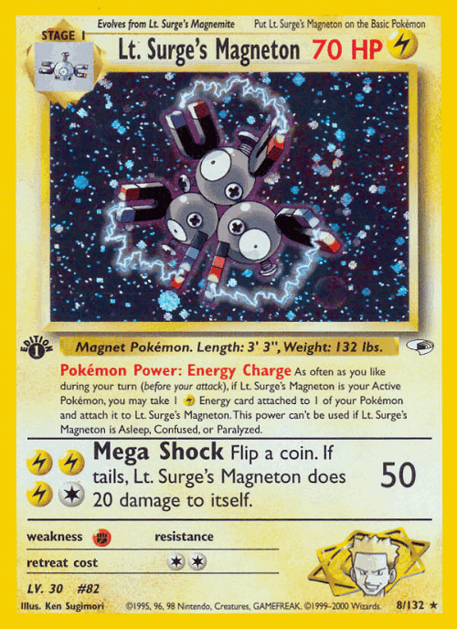 Lt. Surge's Magneton Pokémon TCG card art