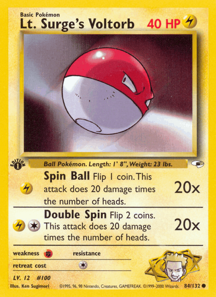Lt. Surge's Voltorb #84 from Gym Heroes - Common - Illustrated by Ken Sugimori