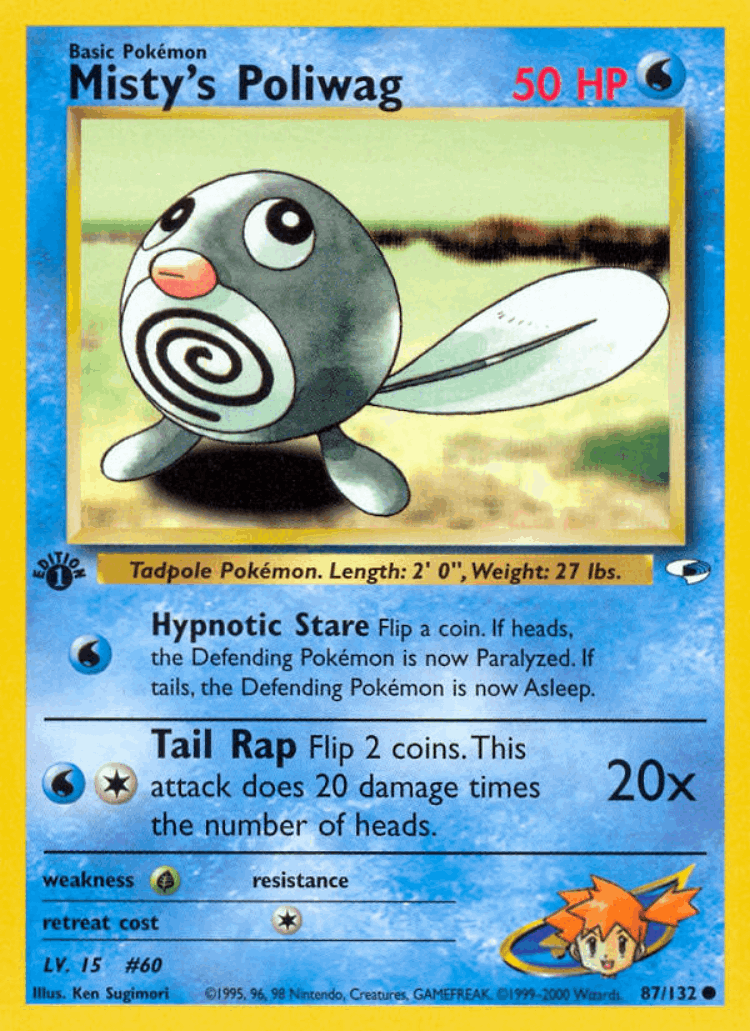 Misty's Poliwag #87 from Gym Heroes - Common - Illustrated by Ken Sugimori