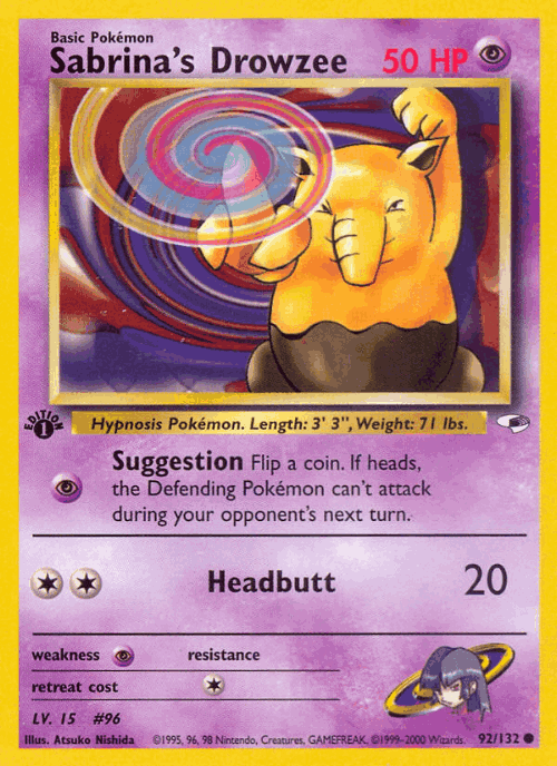 Sabrina's Drowzee #92 from Gym Heroes - Common - Illustrated by Atsuko Nishida