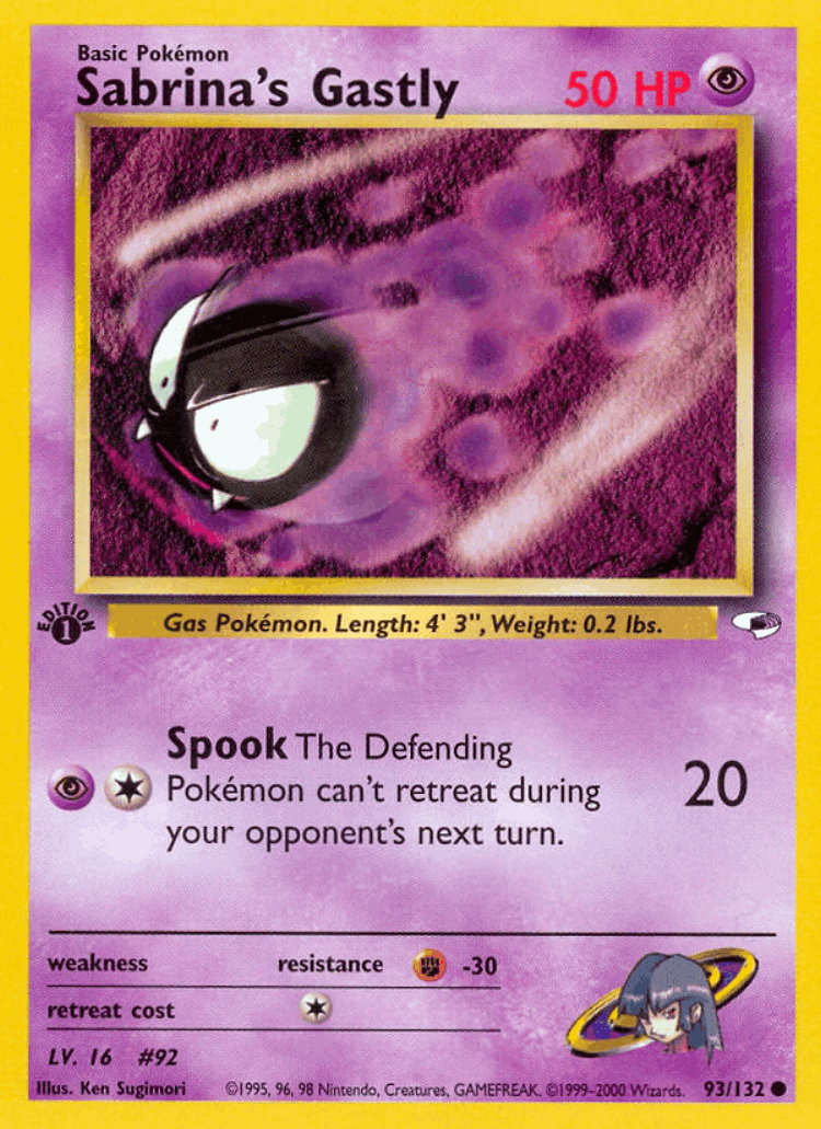Sabrina's Gastly #93 from Gym Heroes - Common - Illustrated by Ken Sugimori