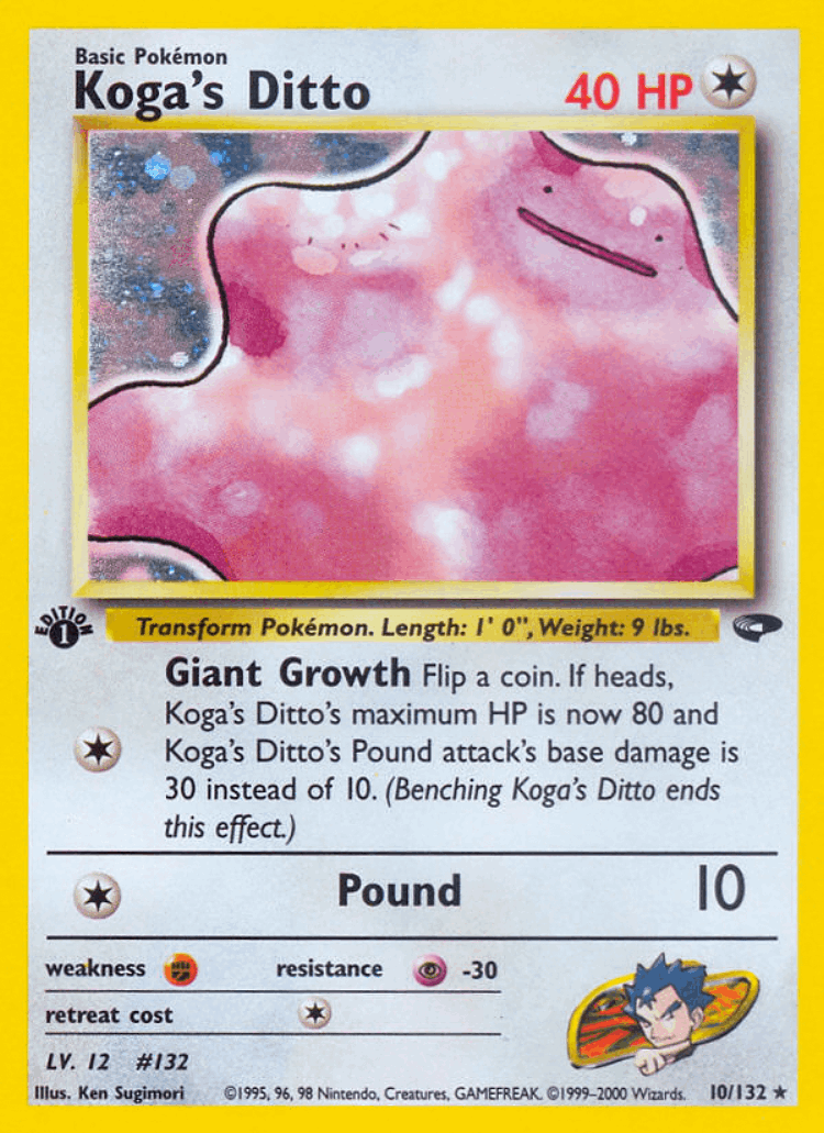 Koga's Ditto #10 from Gym Challenge - Rare Holo - Illustrated by Ken Sugimori