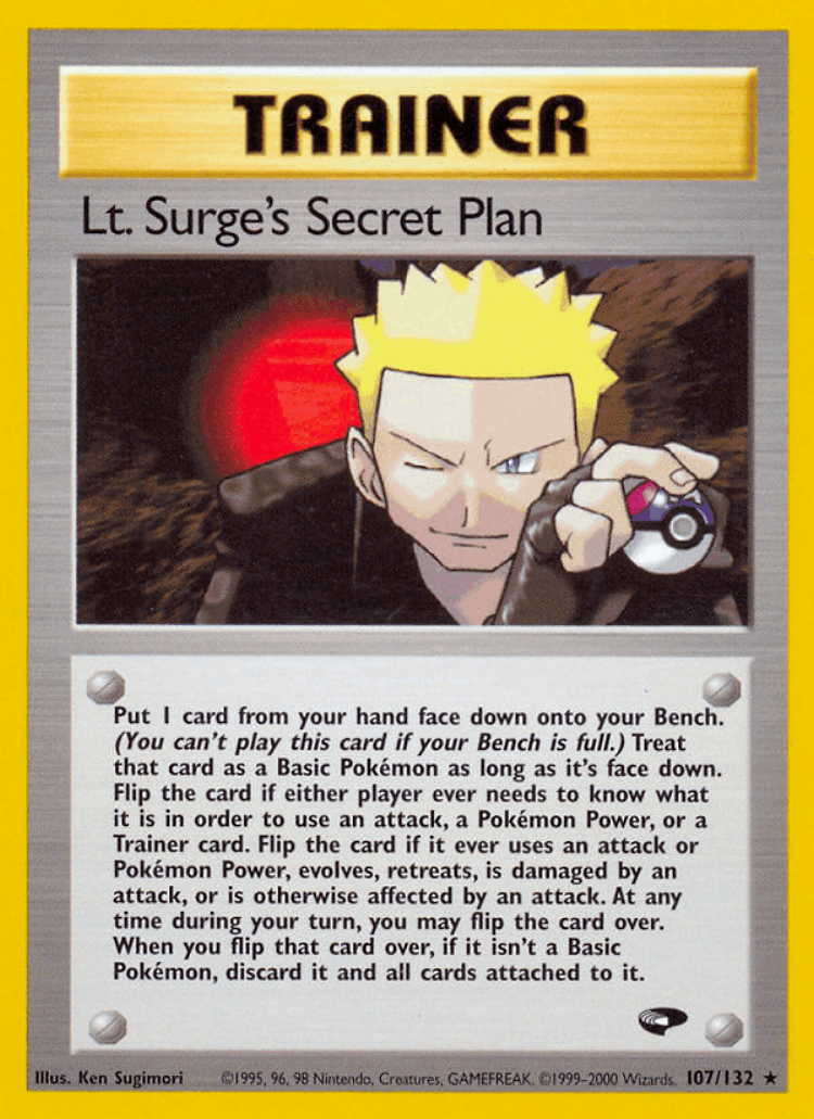 Lt. Surge's Secret Plan #107 from Gym Challenge - Rare - Illustrated by Ken Sugimori