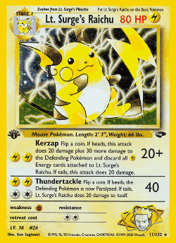 Lt. Surge's Raichu Pokémon TCG card art