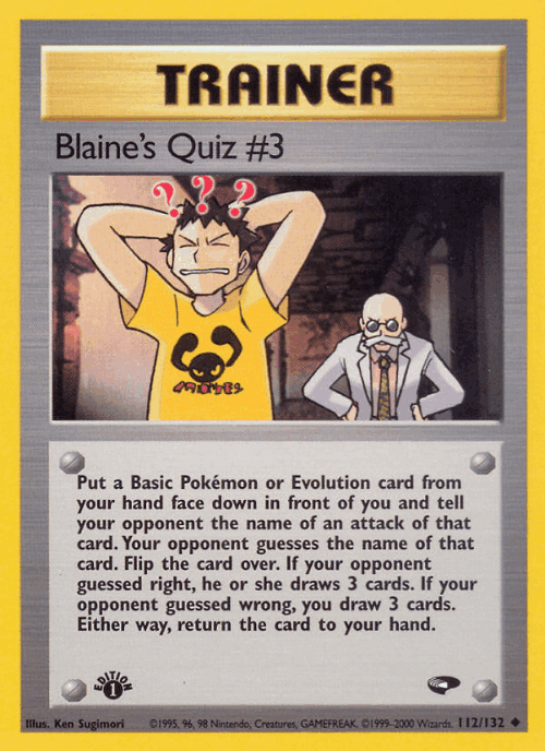 Blaine's Quiz #3 112, Gym Challenge