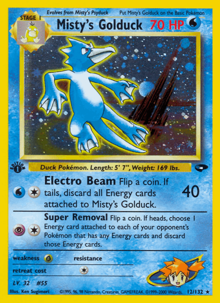 Misty's Golduck #12 from Gym Challenge - Rare Holo - Illustrated by Ken Sugimori