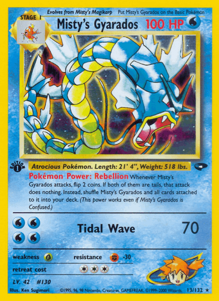 Misty's Gyarados #13 from Gym Challenge - Rare Holo - Illustrated by Ken Sugimori