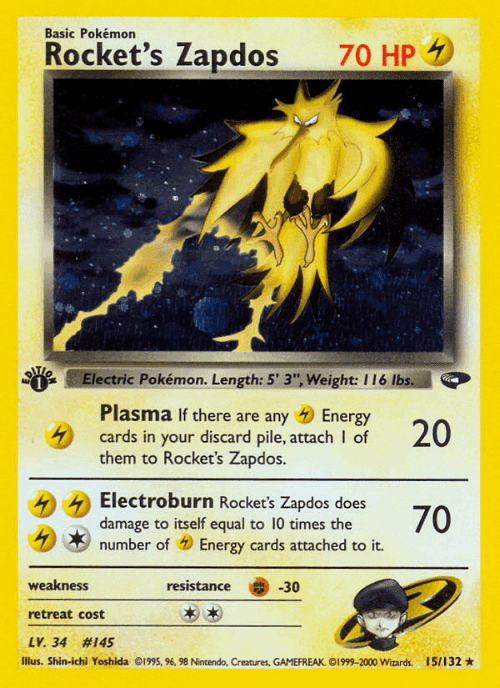 Rocket's Zapdos Pokémon TCG card art
