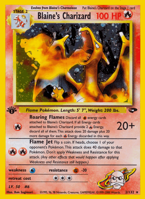 Blaine's Charizard Pokémon TCG card art