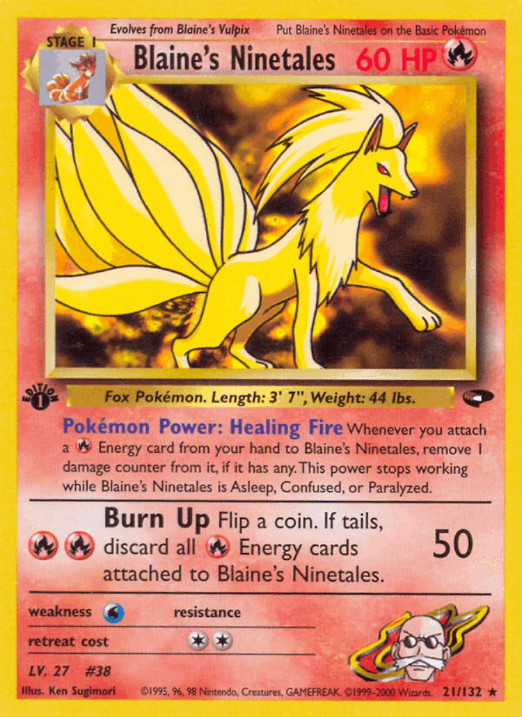 Blaine's Ninetales #21 from Gym Challenge - Rare - Illustrated by Ken Sugimori