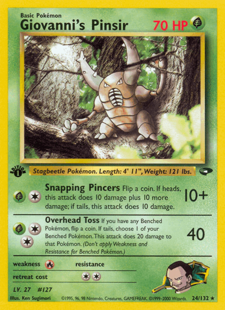 Giovanni's Pinsir #24 from Gym Challenge - Rare - Illustrated by Ken Sugimori