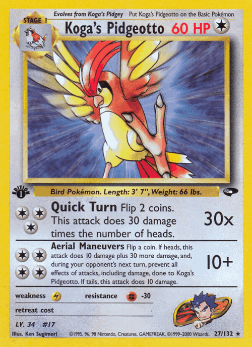Koga's Pidgeotto 27, Gym Challenge