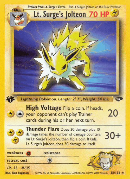 Lt. Surge's Jolteon 28, Gym Challenge