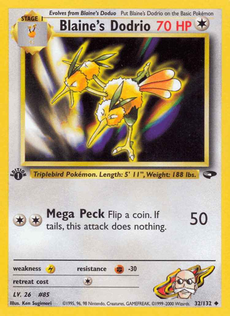 Blaine's Dodrio #32 from Gym Challenge - Uncommon - Illustrated by Ken Sugimori