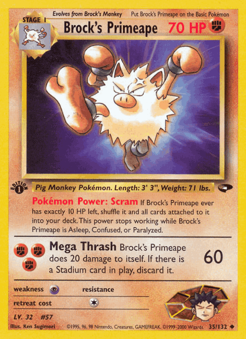 Brock's Primeape 35, Gym Challenge