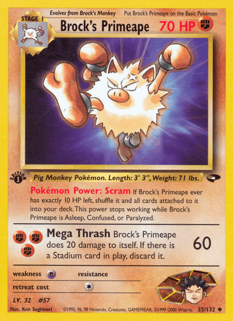 Brock's Primeape #35 from Gym Challenge - Uncommon - Illustrated by Ken Sugimori