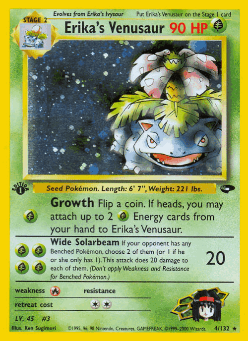 Erika's Venusaur #4 from Gym Challenge - Rare Holo - Illustrated by Ken Sugimori
