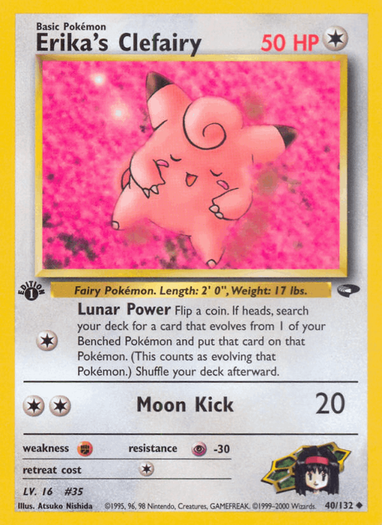 Erika's Clefairy #40 from Gym Challenge - Uncommon - Illustrated by Atsuko Nishida