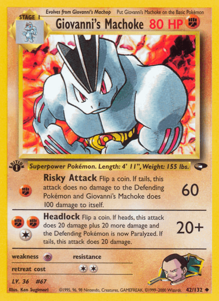 Giovanni's Machoke #42 from Gym Challenge - Uncommon - Illustrated by Ken Sugimori