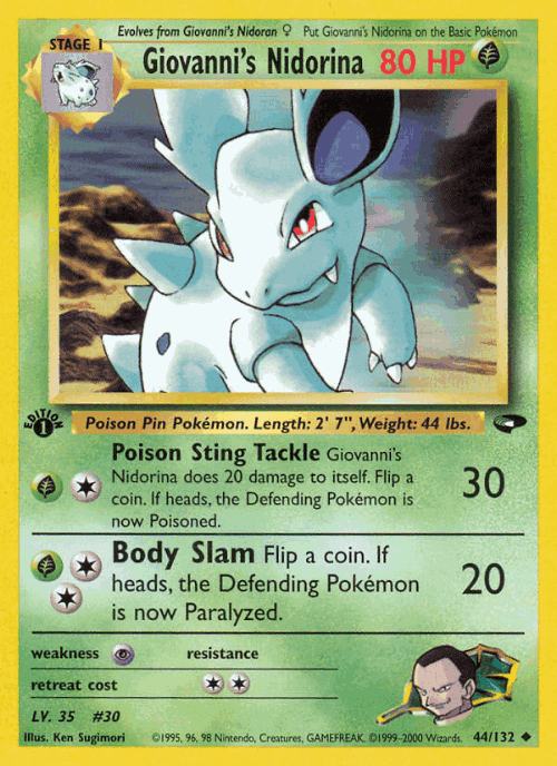 Giovanni's Nidorina #44 from Gym Challenge - Uncommon - Illustrated by Ken Sugimori
