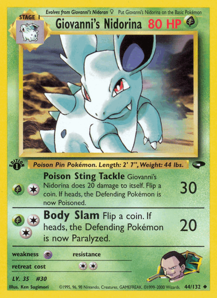 Giovanni's Nidorina #44 from Gym Challenge - Uncommon - Illustrated by Ken Sugimori