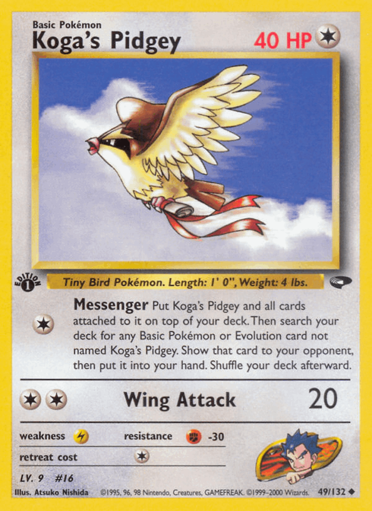 Koga's Pidgey #49 from Gym Challenge - Uncommon - Illustrated by Atsuko Nishida