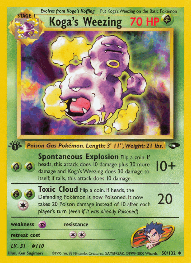 Koga's Weezing #50 from Gym Challenge - Uncommon - Illustrated by Ken Sugimori