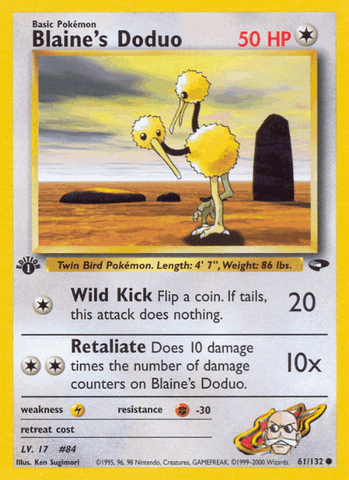 Blaine's Doduo 61, Gym Challenge