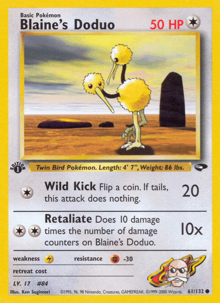 Blaine's Doduo #61 from Gym Challenge - Common - Illustrated by Ken Sugimori