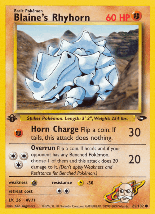 Blaine's Rhyhorn 65, Gym Challenge