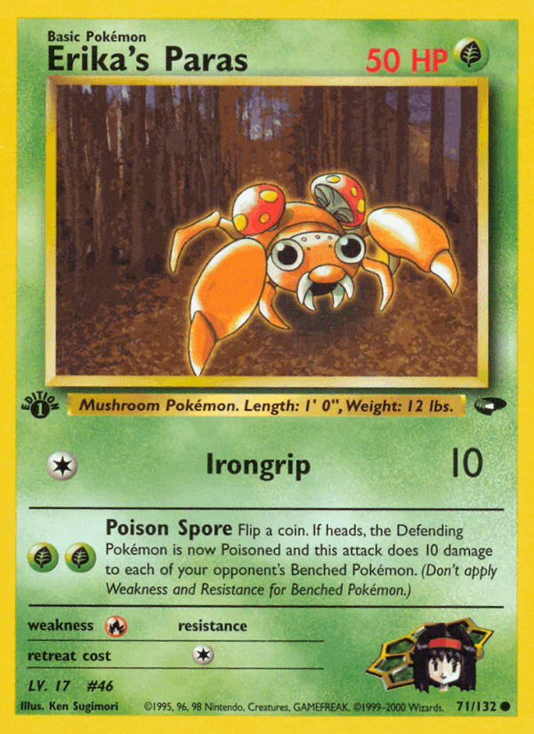 Erika's Paras #71 from Gym Challenge - Common - Illustrated by Ken Sugimori
