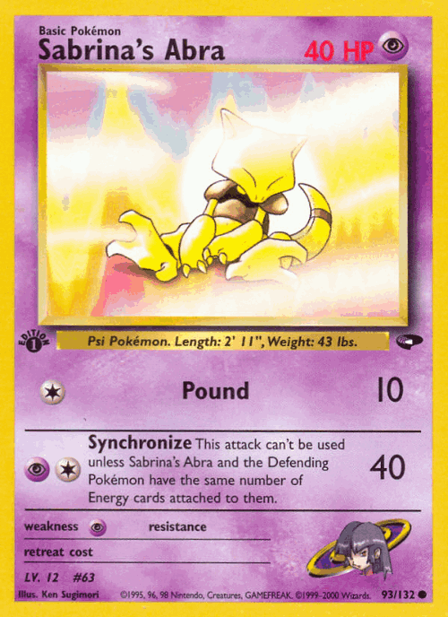 Sabrina's Abra 93, Gym Challenge