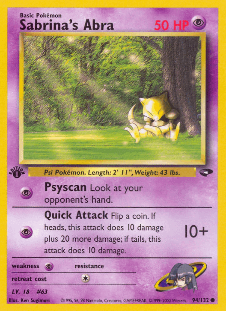 Sabrina's Abra #94 from Gym Challenge - Common - Illustrated by Ken Sugimori