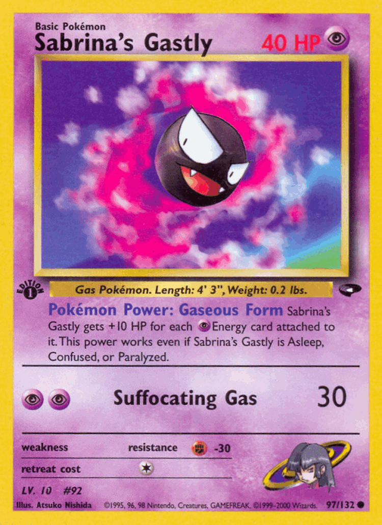 Sabrina's Gastly #97 from Gym Challenge - Common - Illustrated by Atsuko Nishida