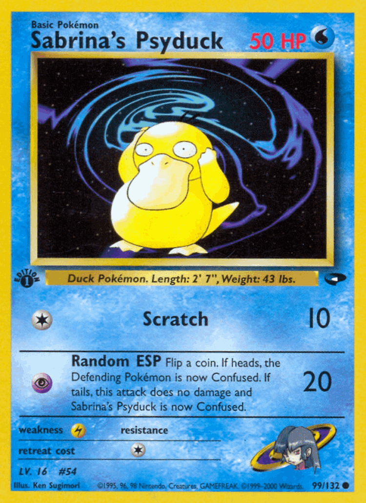Sabrina's Psyduck #99 from Gym Challenge - Common - Illustrated by Ken Sugimori