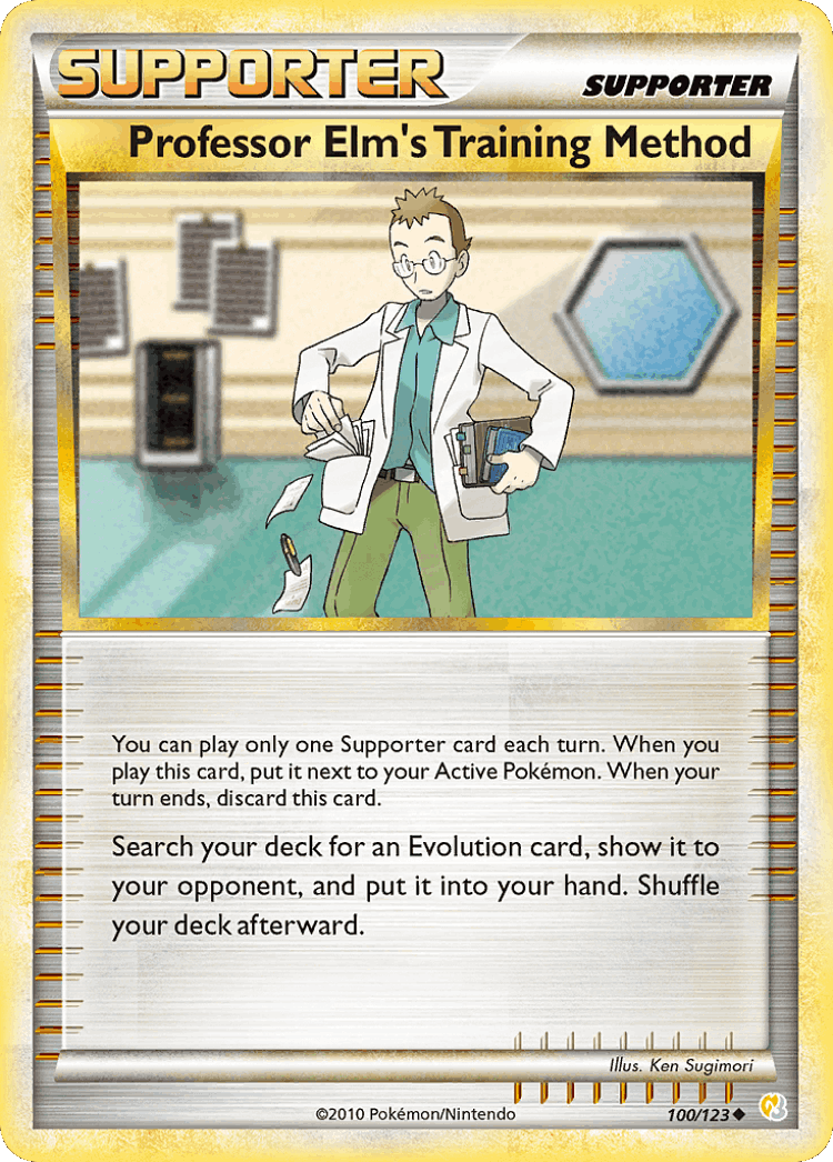 Professor Elm's Training Method #100 from HeartGold & SoulSilver - Uncommon - Illustrated by Ken Sugimori