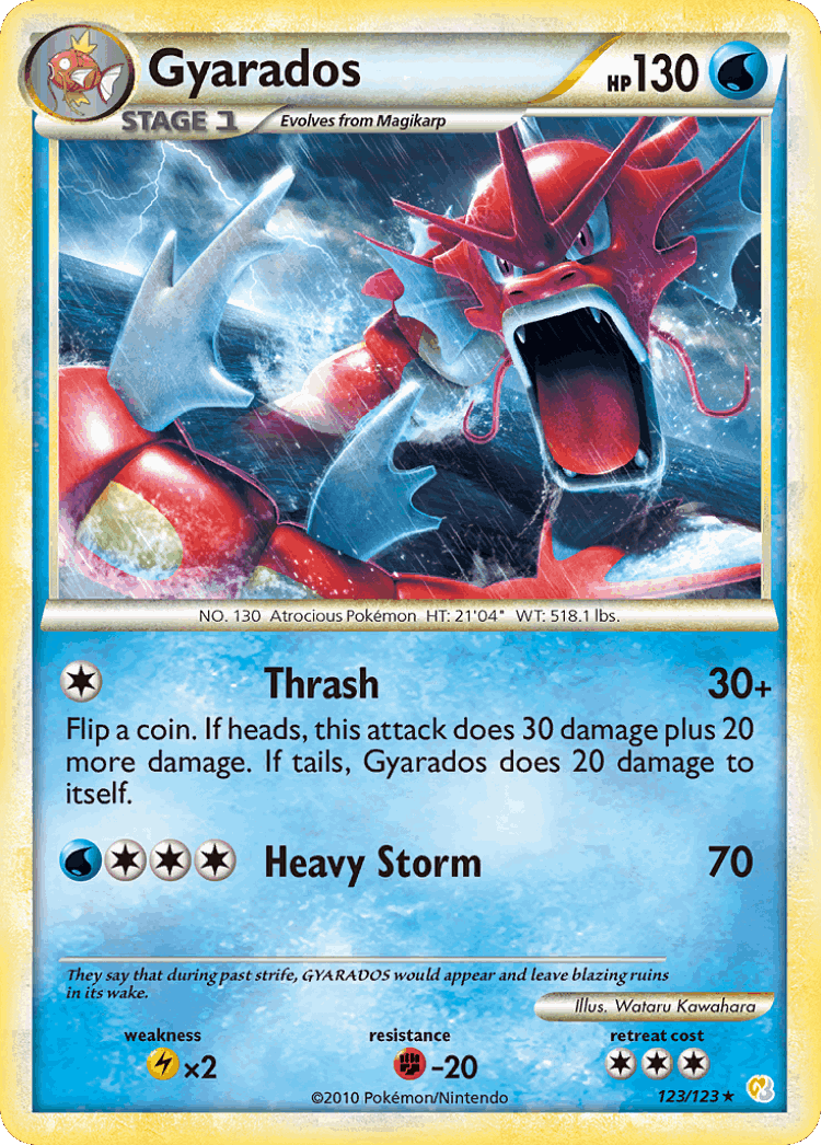 Gyarados #123 from HeartGold & SoulSilver - Rare Holo - Illustrated by Wataru Kawahara
