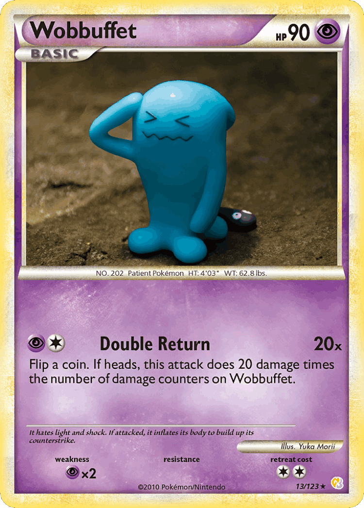 Wobbuffet #13 from HeartGold & SoulSilver - Rare Holo - Illustrated by Yuka Morii