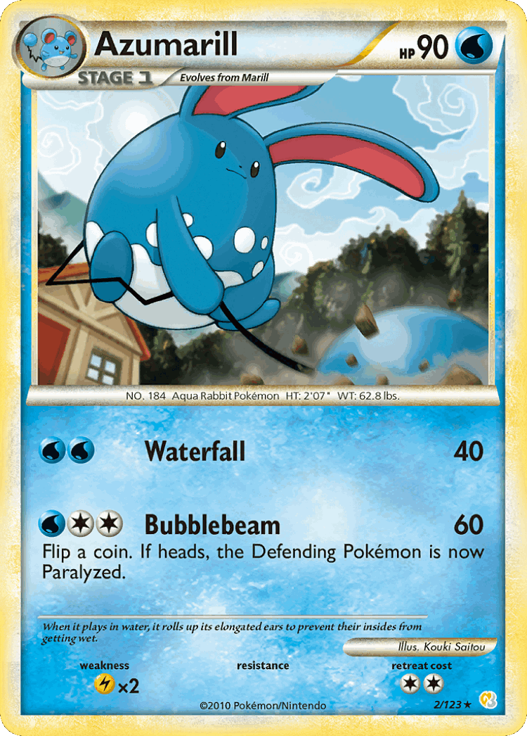Azumarill #2 from HeartGold & SoulSilver - Rare Holo - Illustrated by Kouki Saitou